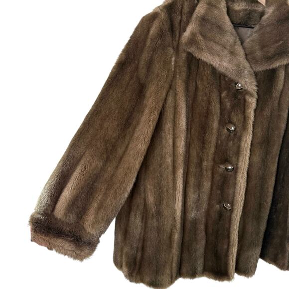 Vintage 1960s Mink Fur Coat in Light Brown Button Front by Style VI Ltd., Size M - Picture 6 of 11